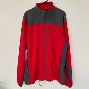 Men’s zip up North Face jacket, XL, red, water resistant